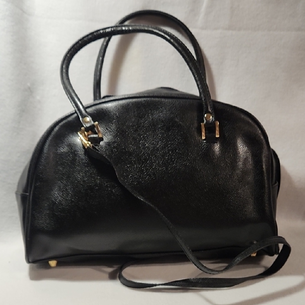 Kathy Ireland Black Satchel with Gold Accents CLEARANCE